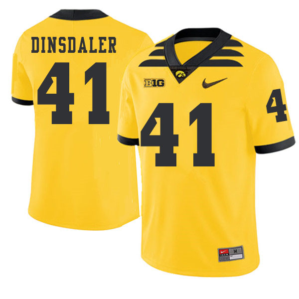 2019 Men #41 Colton Dinsdaler Iowa Hawkeyes College Football Alternate Jerseys Sale-Gold - Click Image to Close